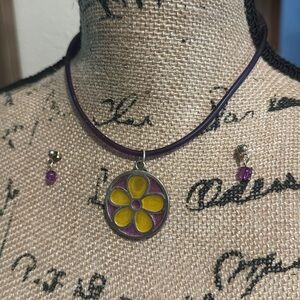 Retro Floral Necklace/Earring set